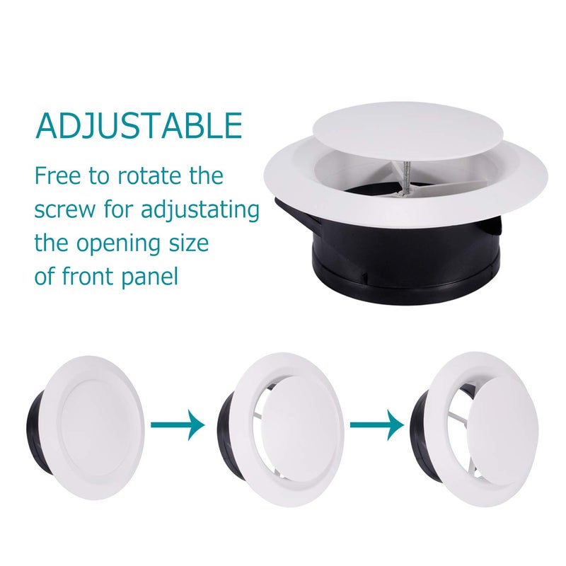 HG Power 3 Inch Air Vent Covers, ABS Adjustable Soffit Vent, Round Ceiling Diffuser for Living Room, Closet, Bathroom, Kitchen, Ventilation Use, White - Image 3